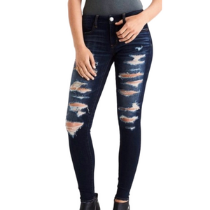 American Eagle Outfitters Dark Blue Distressed Skinny Jeans 360 Sz 6